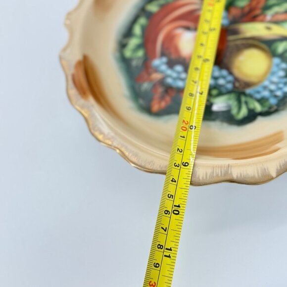 Vintage Hand-Painted Ceramic Fruit Plate With Scalloped Edges & Gold Trim MCM - Picture 6 of 7